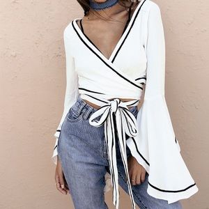 Sabo Skirt Black & White Tie Wrap Top